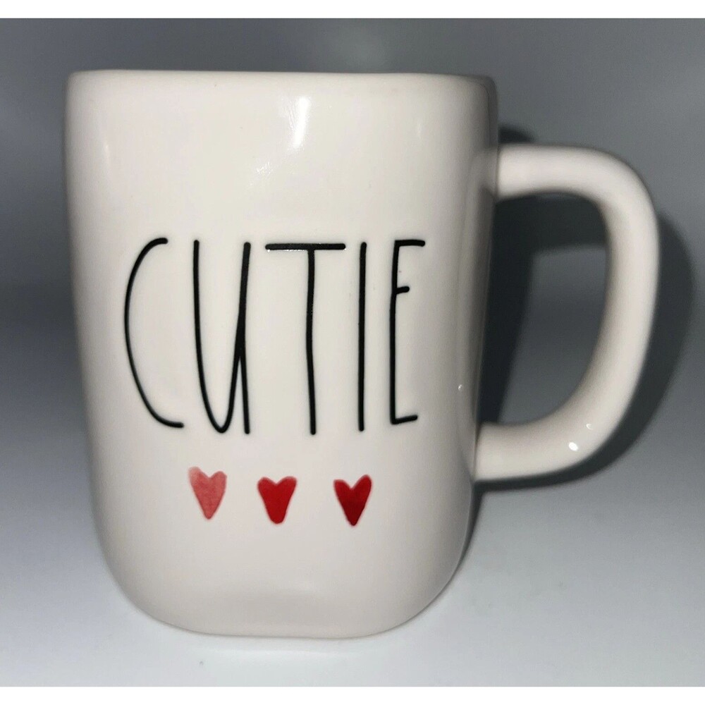 NEW Rae Dunn CUTIE Coffee Mug Cup White Red Inside Hard to Find